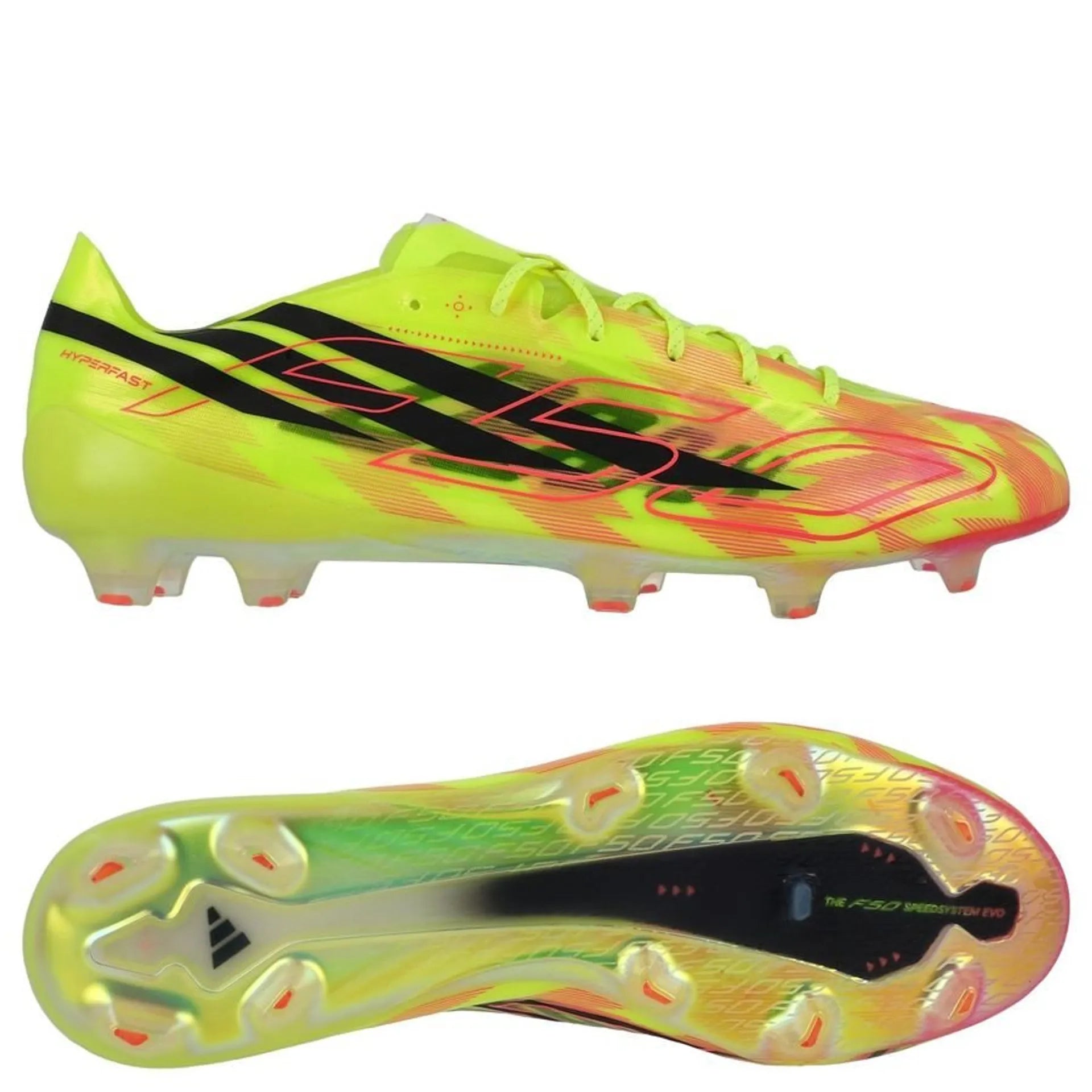 adidas F50 Hyperfast Evo FG Too Light - Geel/Zwart/Solar Turquoise LIMITED EDITION