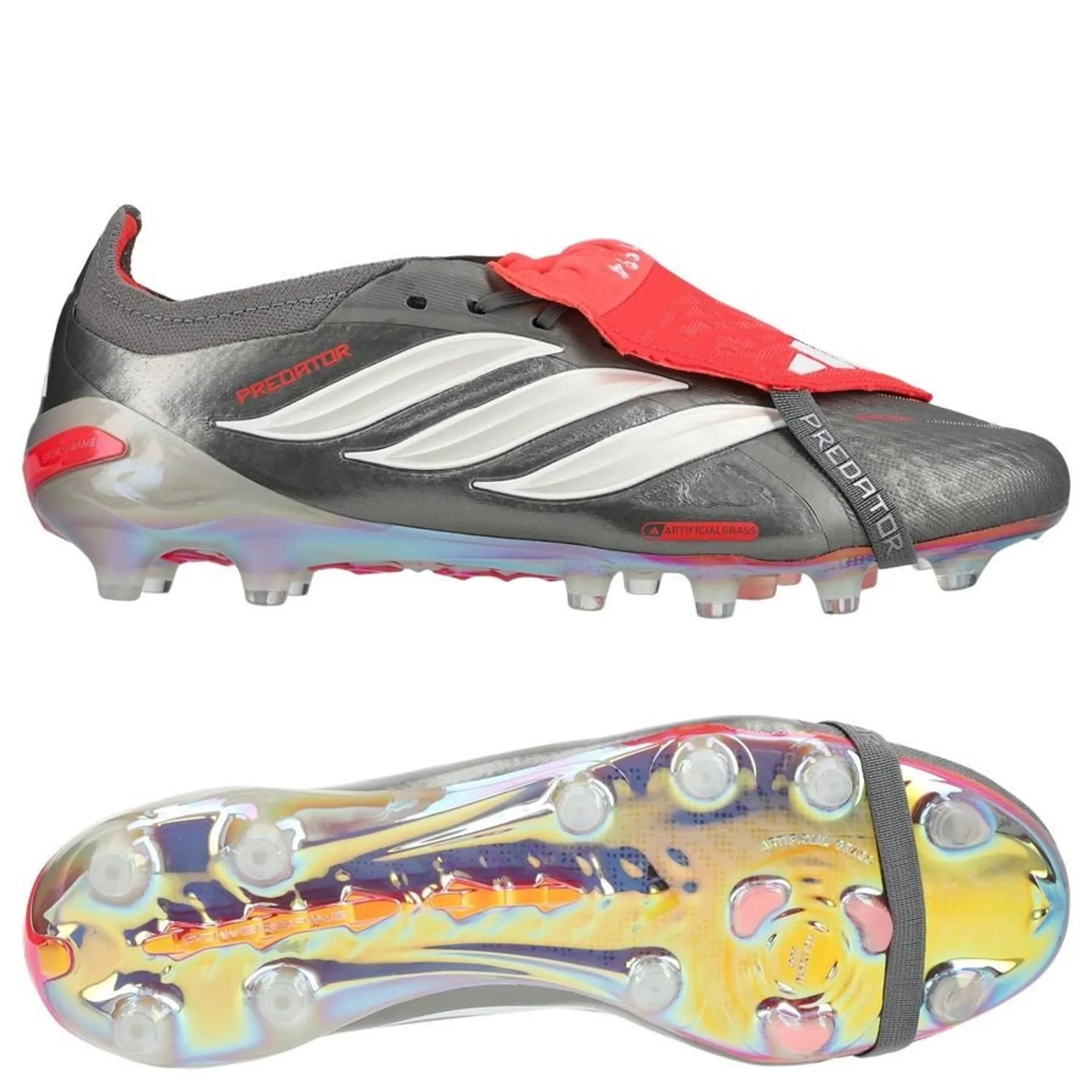 adidas Predator Elite Fold-over Tongue FG Finishers Steel - Zilver/Wit/Helder rood